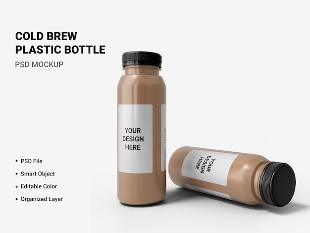 Premium PSD | Cold brew plastic bottle mockup isolated
