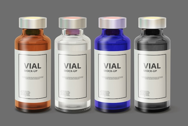 Download Premium PSD | Color glass medicine vial mockup