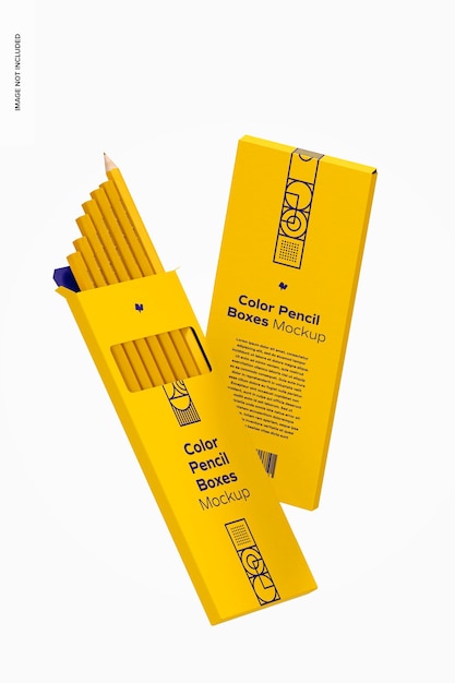Download Premium Psd Color Pencils Boxes Mockup Falling