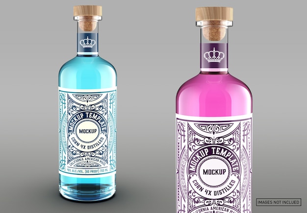 Download Premium PSD | Colored gin bottle packaging mockup