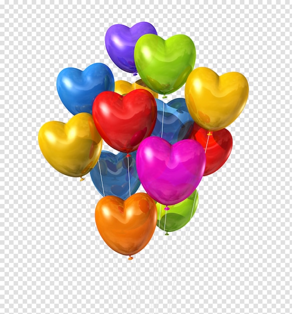 Premium PSD | Colored heart shaped balloons isolated