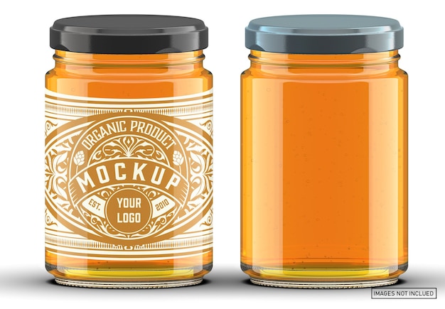 Download Premium PSD | Colored honey jar label mockup