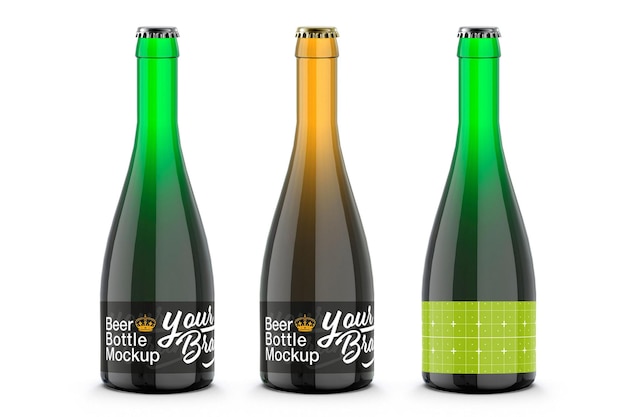 Download Premium Psd Colorful Glass Beer Bottle Mockup Design In 3d Rendering