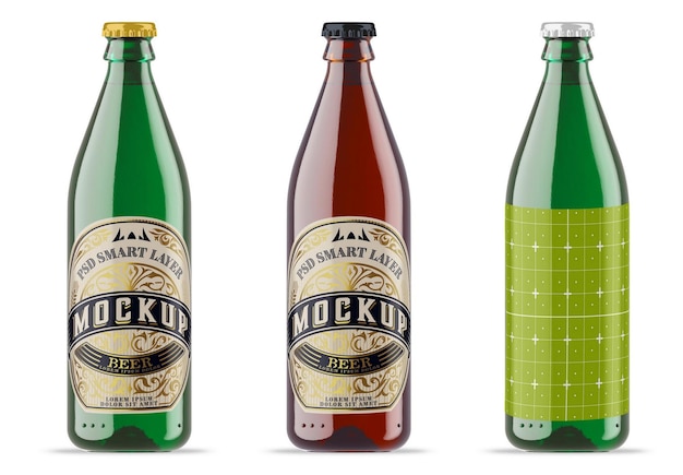 Download Premium Psd Colorful Glass Beer Bottle Mockup