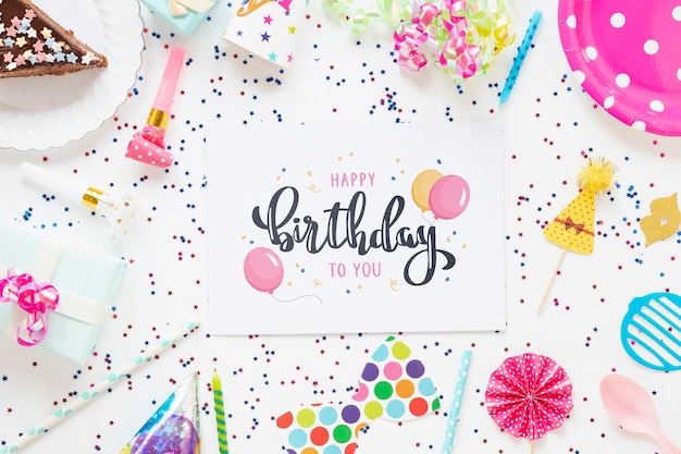 Free PSD | Colorful happy birthday concept mock-up