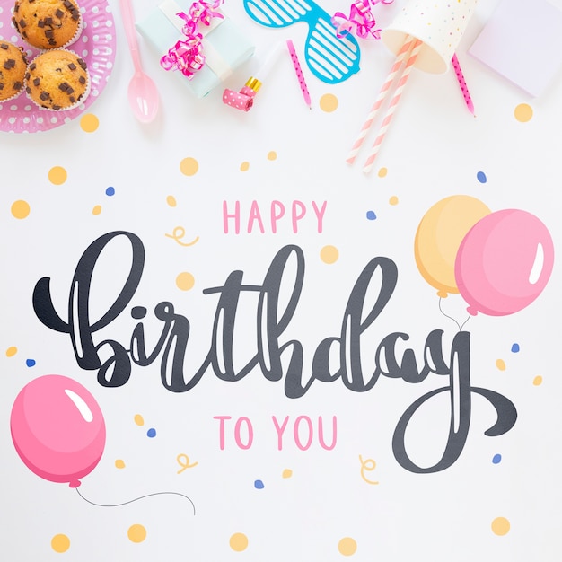 Colorful happy birthday concept PSD file | Free Download