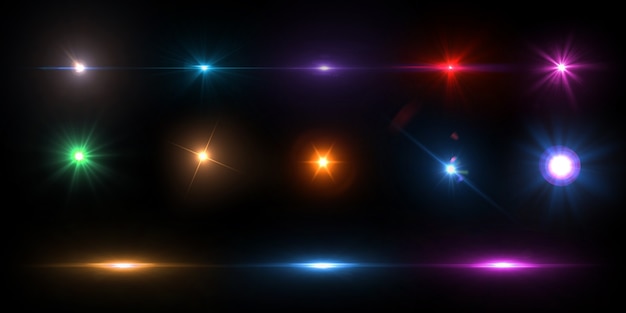 Colorful lens flare collection Premium Psd