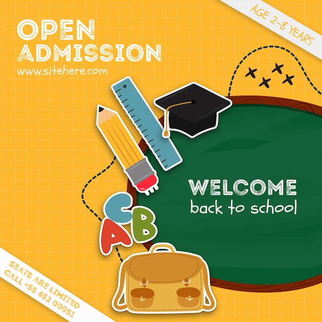 Colorful open admission announcement template Free PSD File