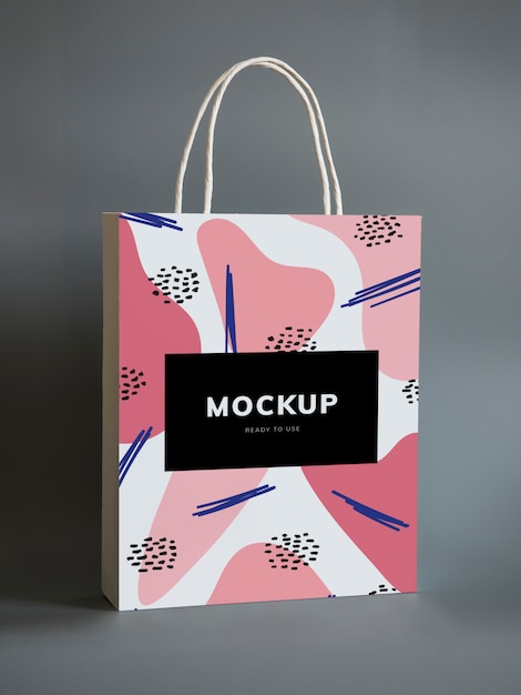 Colorful shopping paper bag mockup PSD file Free Download