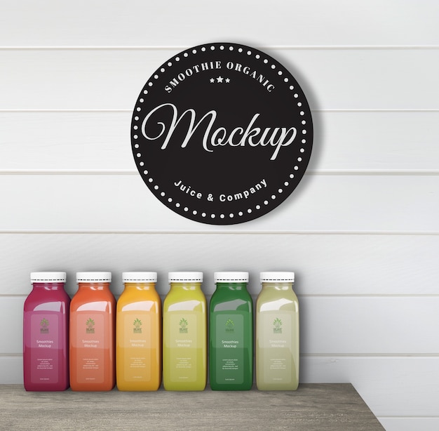 Download Free PSD | Colorful smoothies on table mock-up