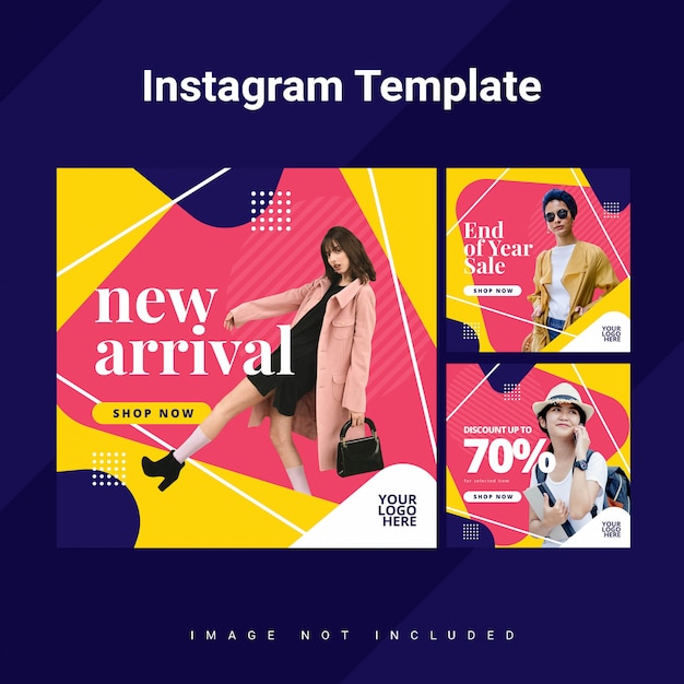 Colorfull rounded triangle instagram feed template PSD ...