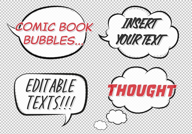 Download Premium PSD | Comic book speech and thought bubbles mockup