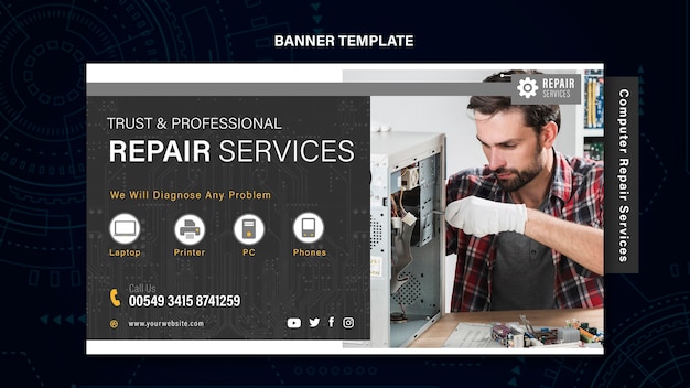 Download Free PSD | Computer and phones repair services banner