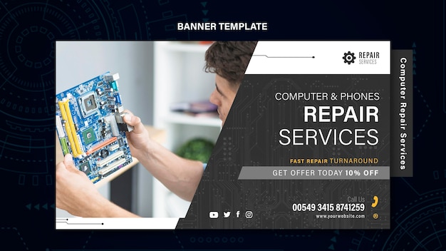 Download Free PSD | Computer and phones repair services banner