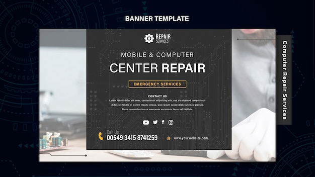 Download Free PSD | Computer and phones repair services banner