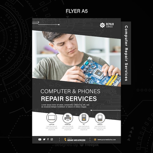 Download Free PSD | Computer and phones repair services flyer