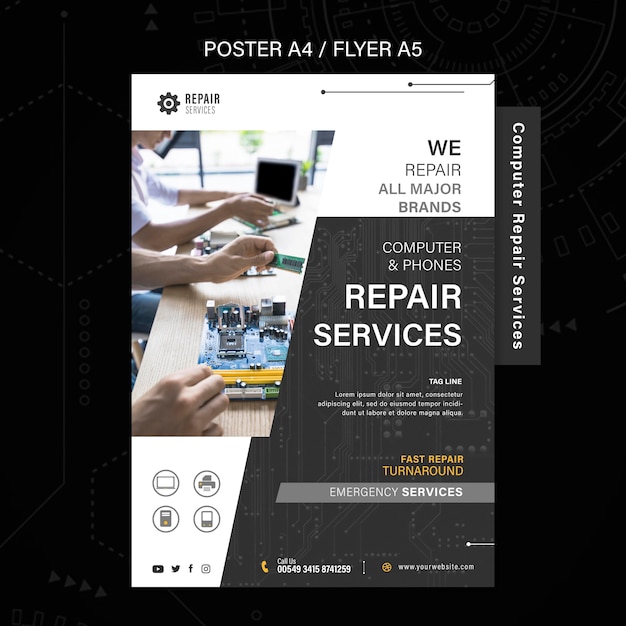 Computer Repair PSD, 30+ High Quality Free PSD Templates for Download