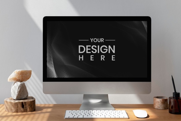 Free Psd Computer Screen Mockup With, How To Decorate A Computer Desktop Screen