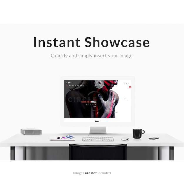 Computer screen on white room mock up PSD Template