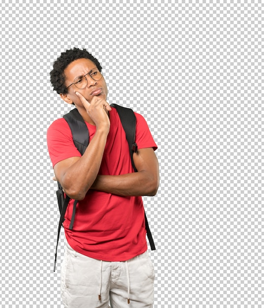 Premium PSD | Concerned young man making a gesture of doubt