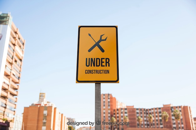 Download Free PSD | Under construction sign mockup
