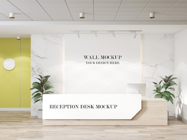 Download Premium PSD | Contemporary office reception desk and wall ...