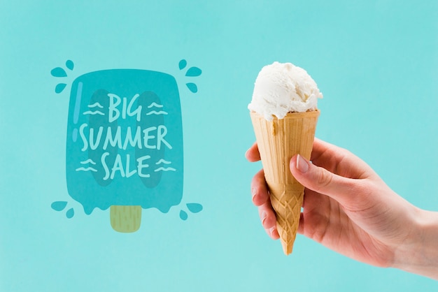 Copyspace mockup with ice cream Free Psd