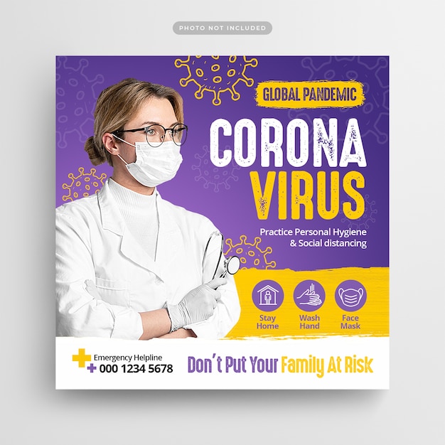 Corona virus prevention social media post Premium Psd