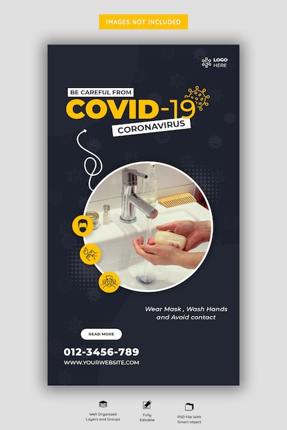 Coronavirus or convid-19 instagram story template premium psd
