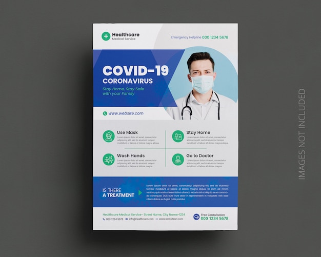 Coronavirus covid-19 campaign medical flyer template Premium Psd
