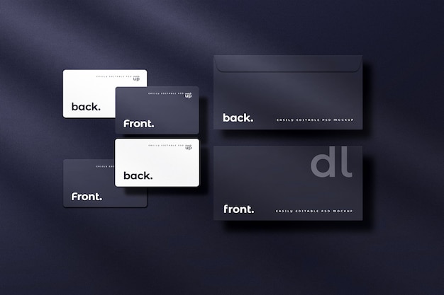 Download Premium PSD | Corporate business card and dl envelope in dark color mockup
