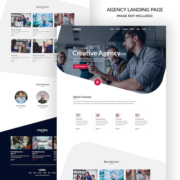 Corporate and creative design agency landing page banner Premium Psd