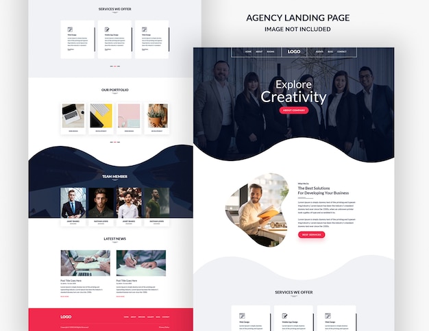 Corporate and creative design agency landing page banner Premium Psd