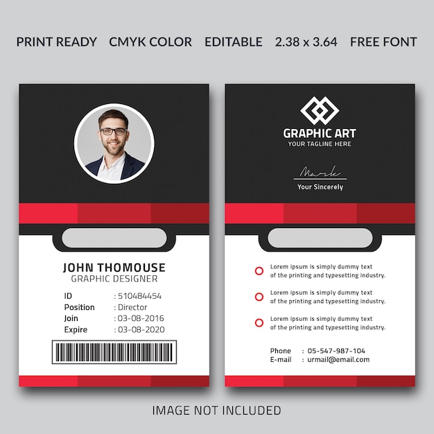 id card psd template free download