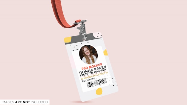 Corporate id card with lanyard perspective view psd mockup Premium Psd