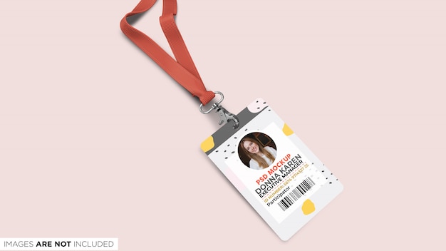 Download Premium PSD | Corporate id card with lanyard top view psd mockup