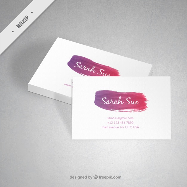 Download Corporative Card Mockup With A Watercolor Brush Stroke Psd Template Responsive Mockups Templates Free PSD Mockup Templates