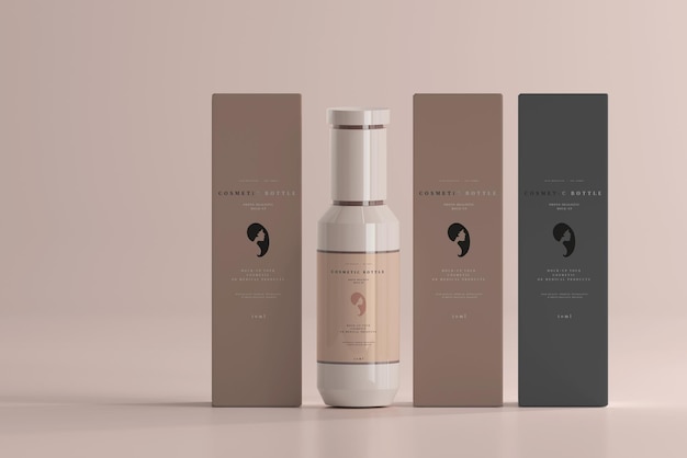 Download Free Psd Cosmetic Bottle And Boxes Mockup