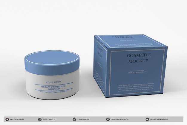 Download Premium Psd Cosmetic Cream Container Packaging Mockup Design