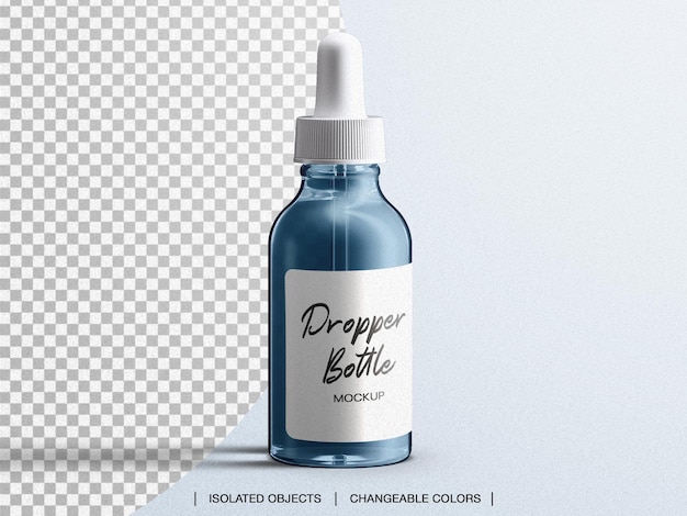 Premium PSD | Cosmetic Dropper Glass Bottle Packaging Mockup Isolated