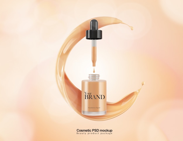 Download Premium Psd Cosmetic Liquid Foundation Mockup Template Package Design