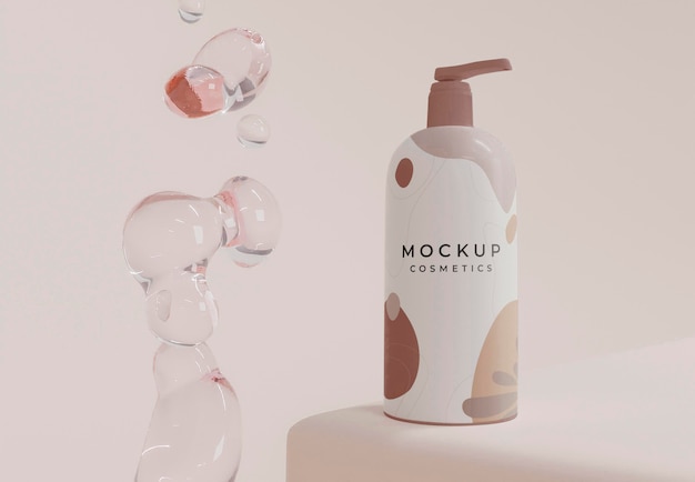 Download Free Psd Cosmetic Product Bottle And Bubbles