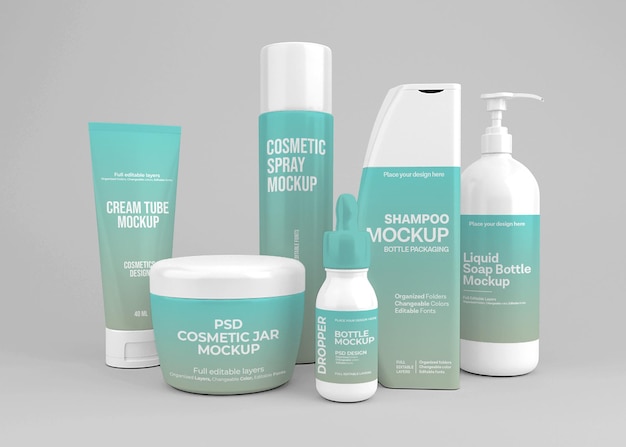 Download Premium Psd Cosmetic Set Mockup Design