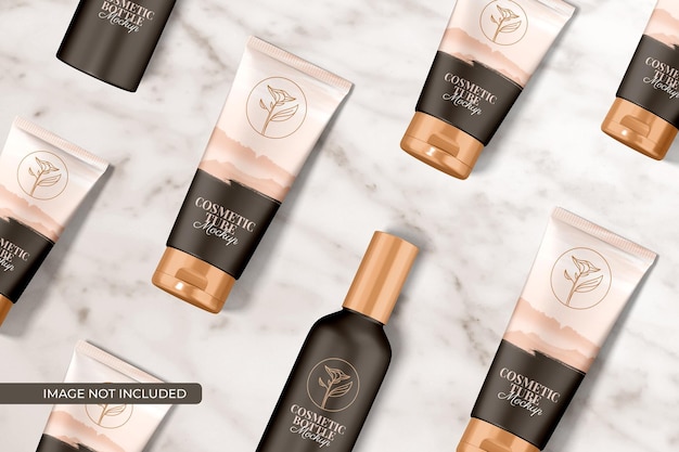 Download Free PSD | Cosmetic tube and bottle packaging mockup