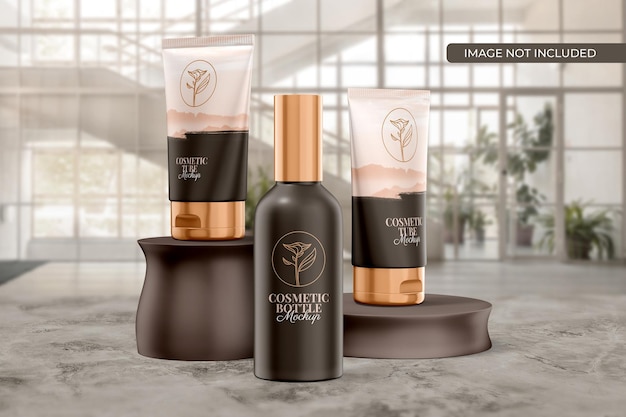 Download Premium PSD | Cosmetic tube and bottle packaging mockup