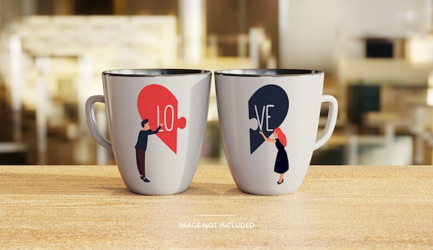 Download Couple ceramic white coffee mug mockup with lounge ...