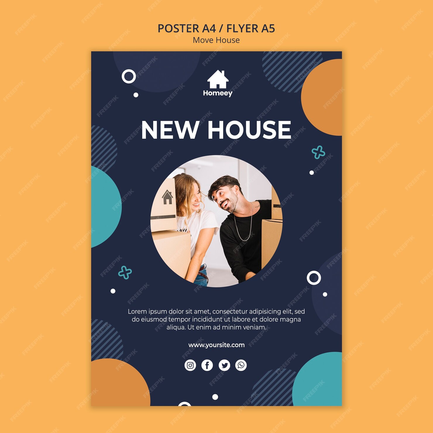 Free PSD | Couple moving and have a fresh start flyer