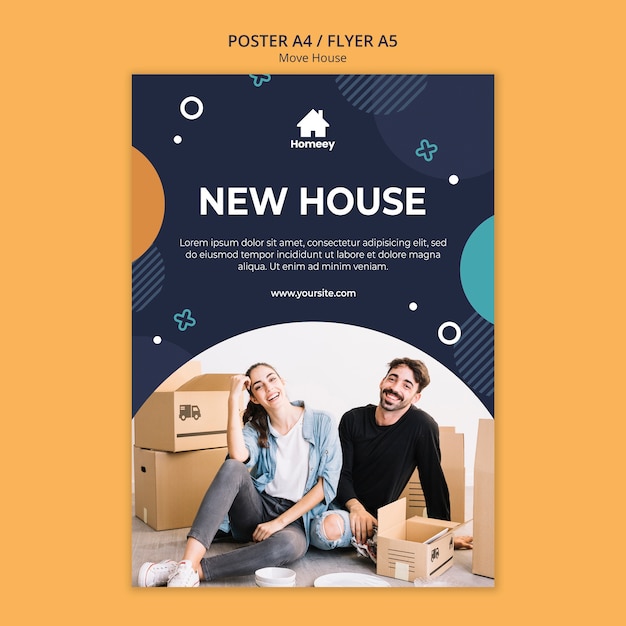 Couple moving and have a fresh start poster | Free PSD File