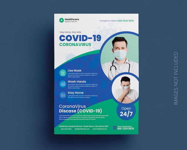 Covid-19 coronavirus campaign medical flyer template Premium Psd