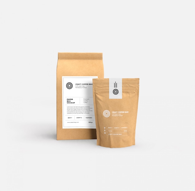 Craft paper bags mockup PSD file | Premium Download